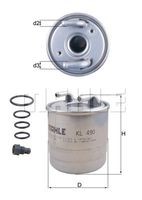 KL 490D filtru combustibil MAHLE 